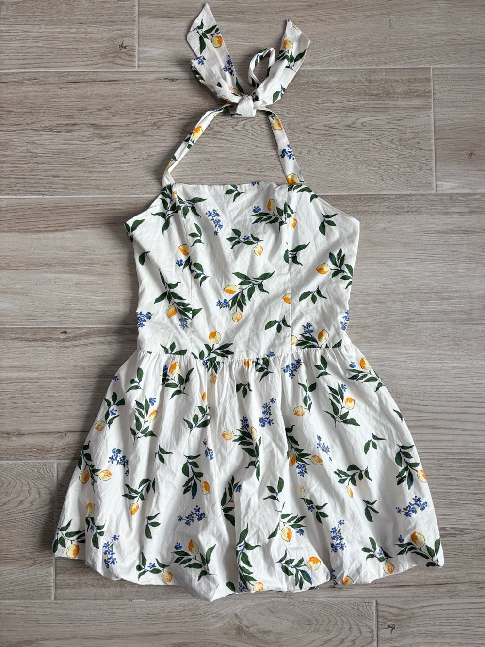 NWT Sim & Sam Lemon Drop Halter Bubble Poplin Fit & Flare Mini Dress Women’s XL